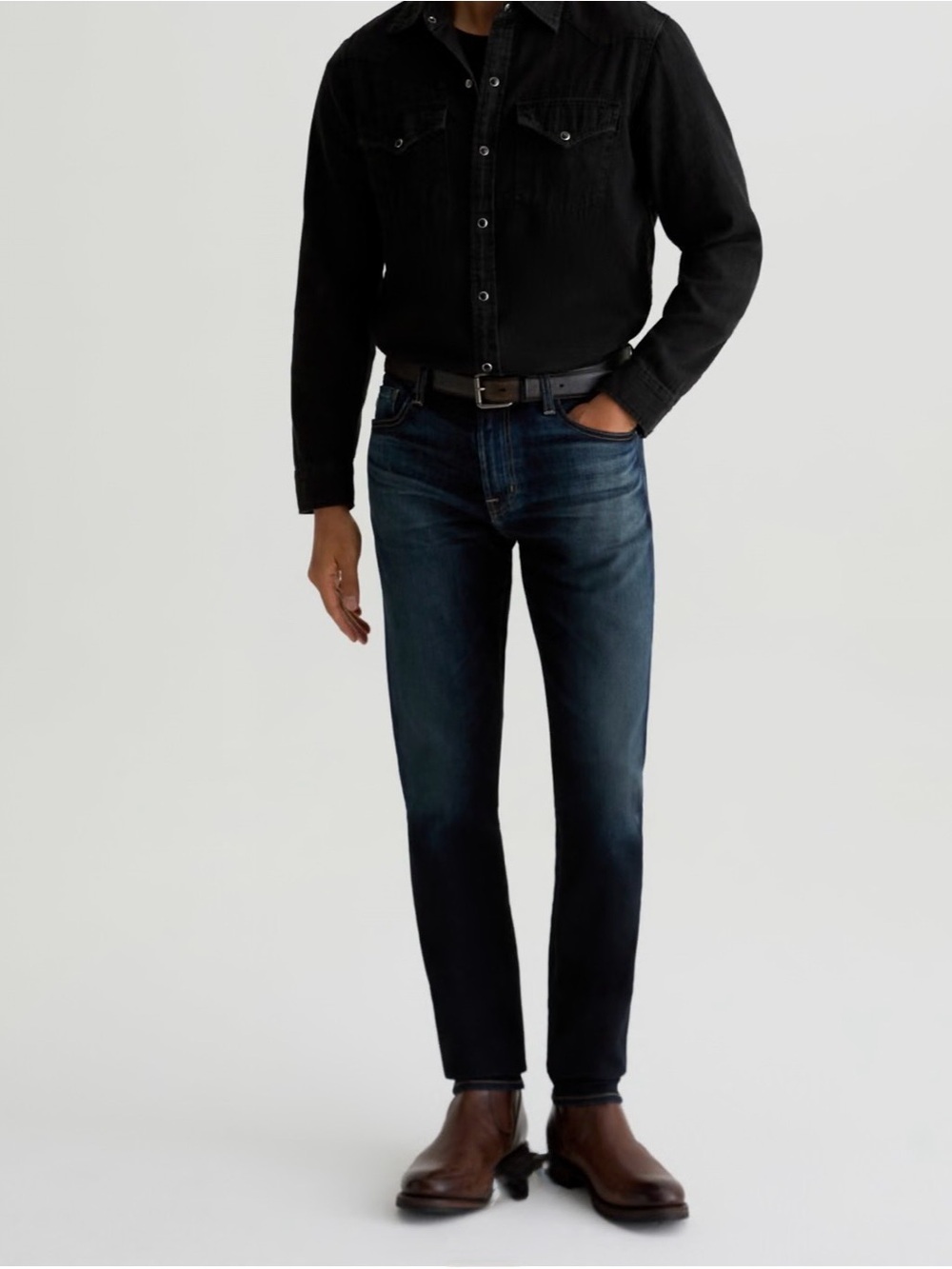 Ag Adriano Goldschmied Men's Slim Jeans in Black and Dark Blue